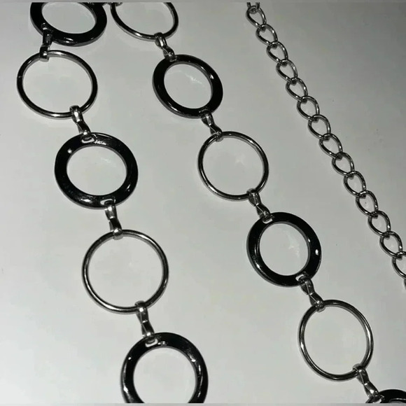 Silver Tone Gun Metal Gray Circle Chain Link - Picture 7 of 12
